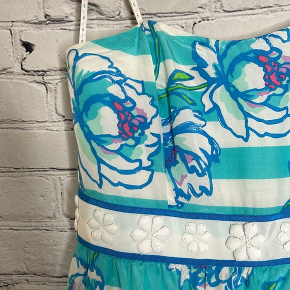 Lilly Pulitzer Shorely Blue Tossing the Line Beaded Silk Blend Langley Dress - Picture 4 of 15